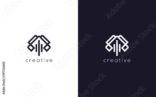 Abstract initials A letter with chart growth icons symbols. Creative vector lines logo design ideas.