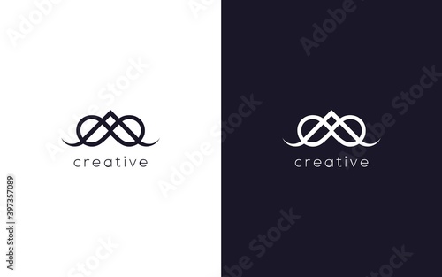 Abstract letter A with infinity symbol logotype, creative vector line based icon template