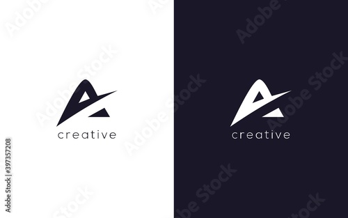 Abstract letter A with fast future logotype, creative vector based icon template