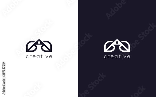 Abstract letter A with health people logotype, creative vector based icon template
