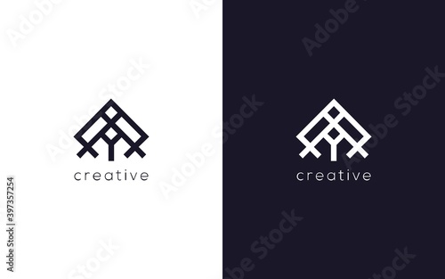 Abstract letter A with square connection future logotype, creative vector based icon template