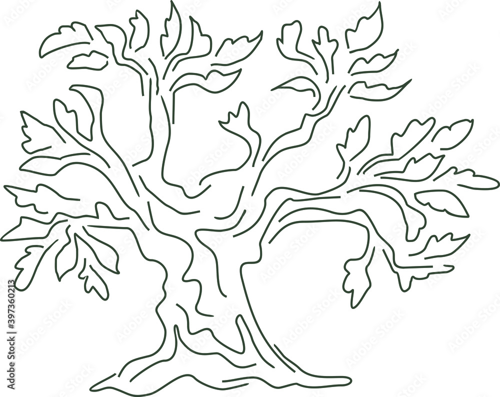 Cork oak tree made in decorative style