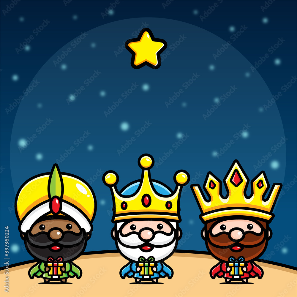 Three wise cute kings characters