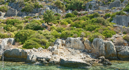   Kekova is an island that under the water preserves the ruins of 4 ancient cities,that left the water in the II century BC. in because of the earthquake © aleks