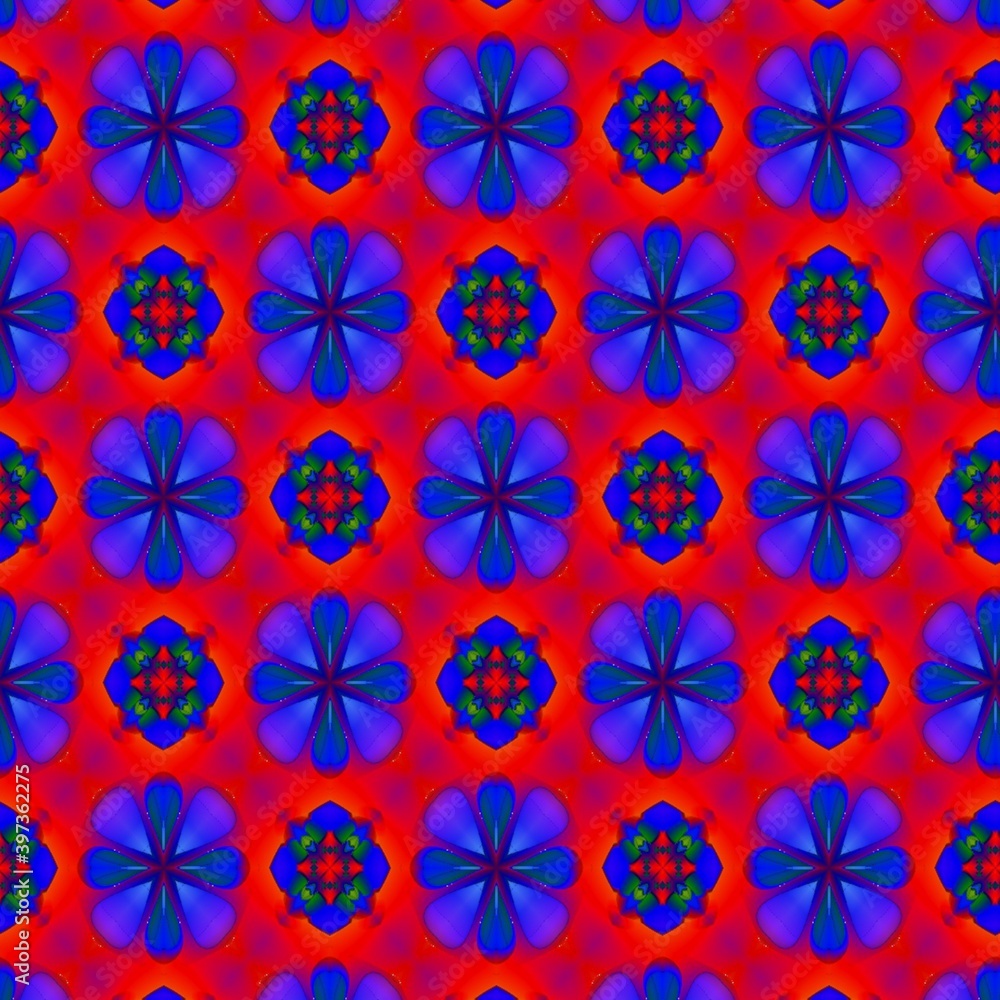 colorful symmetrical repeating patterns for textiles, ceramic tiles, wallpapers and designs. seamless image. 