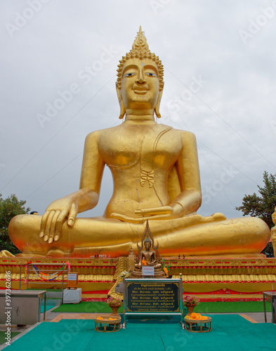  Golden Statue Of Buddha in Wat Phra Yai The Big Buddha Temple At Pattaya