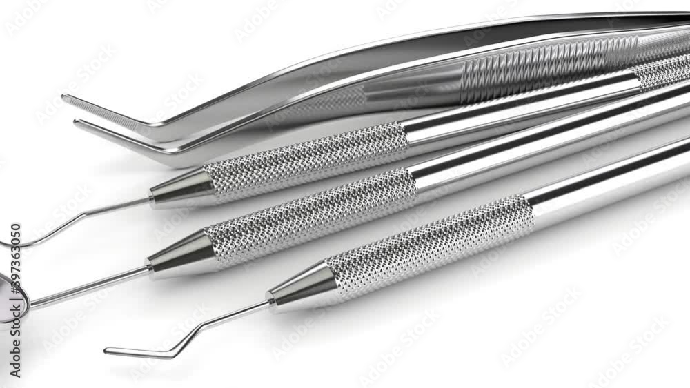 Dental diagnostic instruments over white background Dental diagnostic instruments over white background