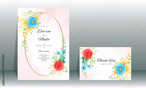 Wallpaper Mural Beautiful floral watercolor wedding invitation card template Torontodigital.ca