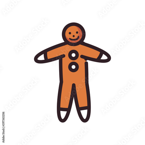 merry christmas cookie gingerbread flat style icon vector design