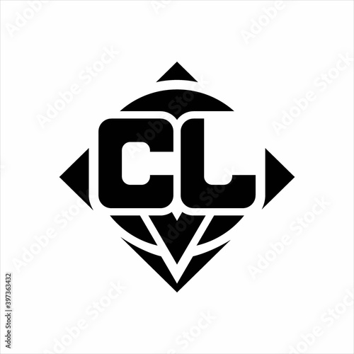 CL Logo monogram with circle shape and square rotate rounded design template