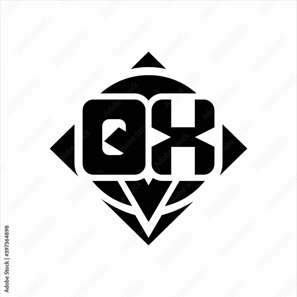 QX Logo monogram with circle shape and square rotate rounded design template QX Logo monogram with circle shape and square rotate rounded design template