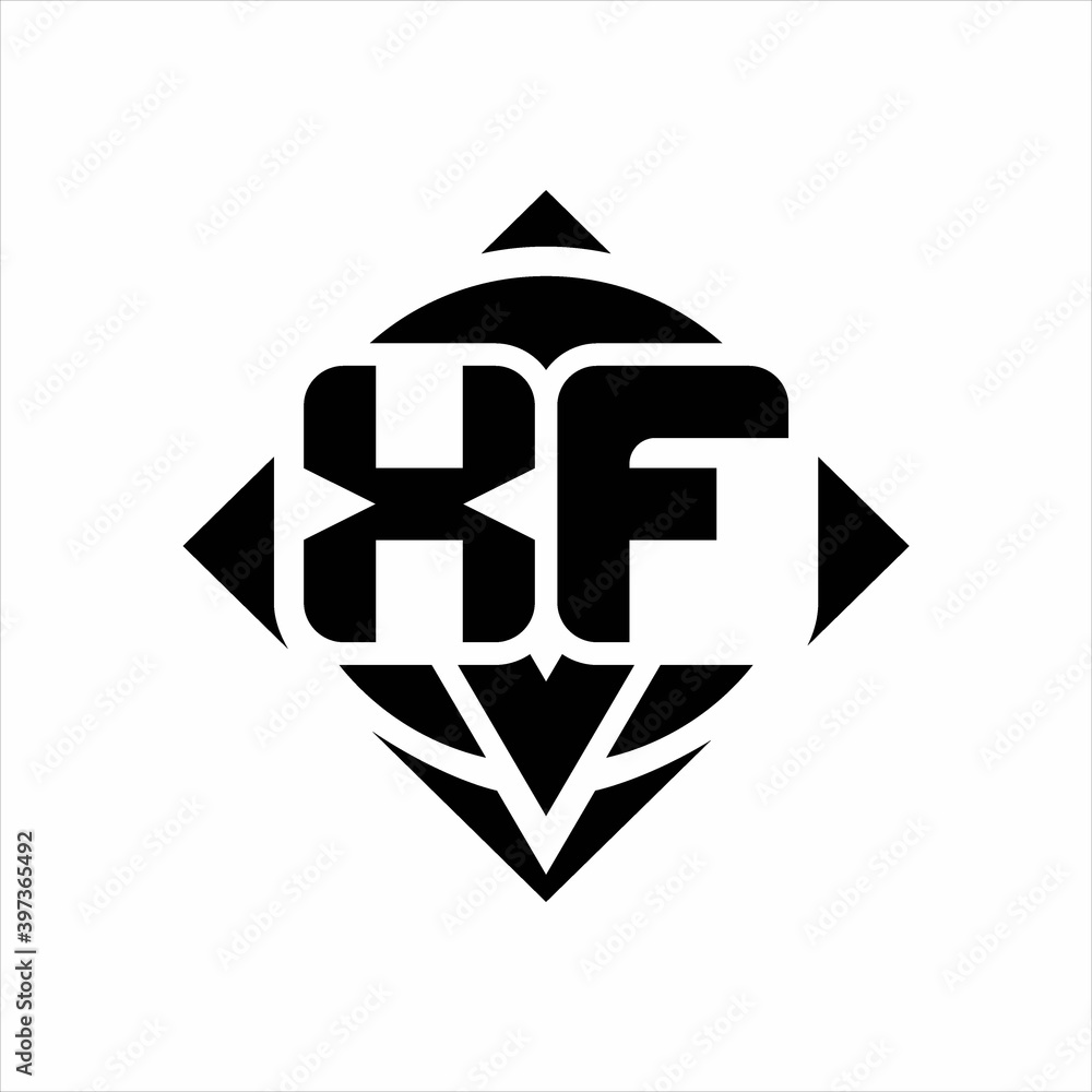 XF Logo monogram with circle shape and square rotate rounded design template XF Logo monogram with circle shape and square rotate rounded design template