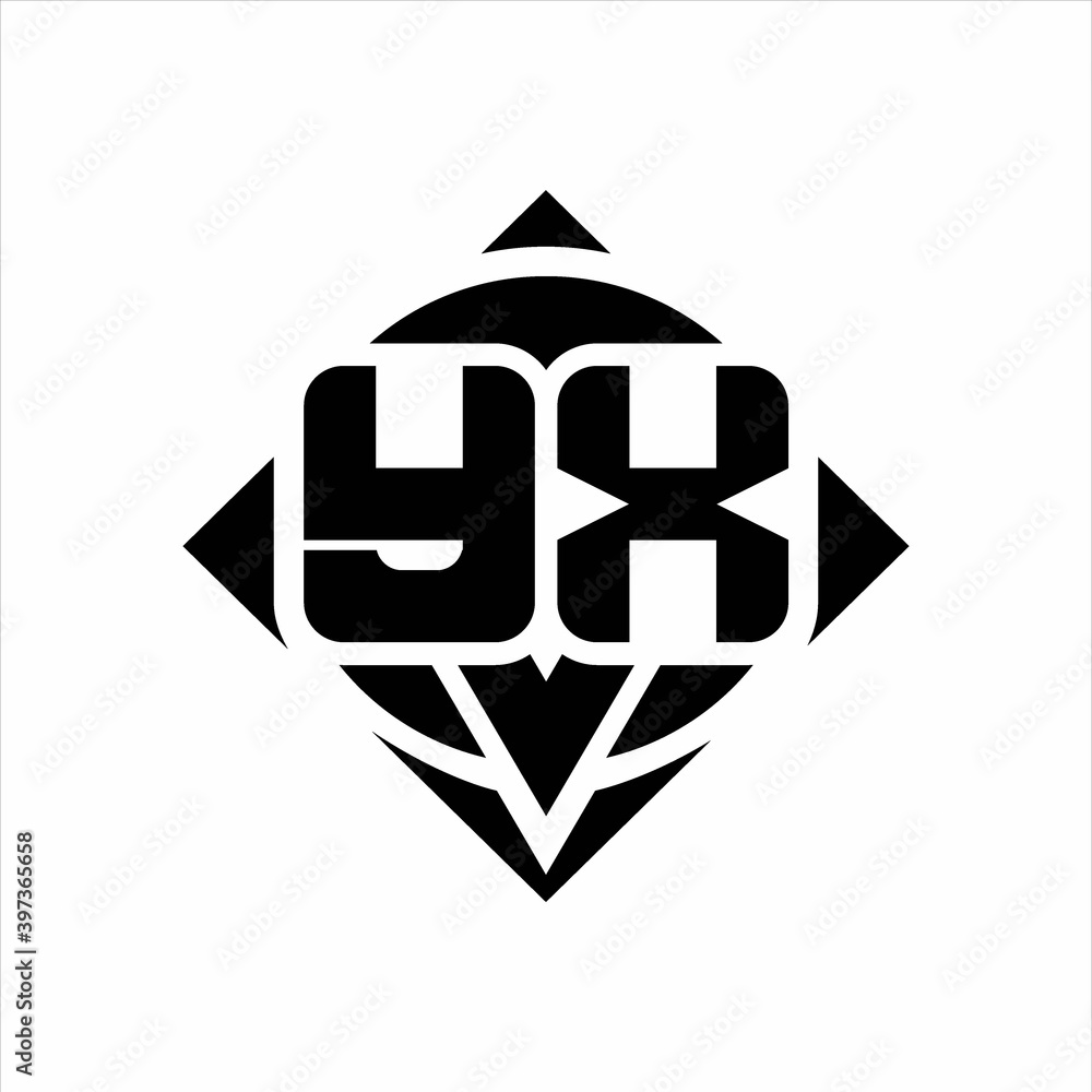 YX Logo monogram with circle shape and square rotate rounded design template YX Logo monogram with circle shape and square rotate rounded design template