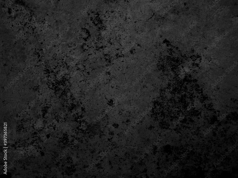 Dark wall black and gray cement grunge texture background, old closeup concrete
