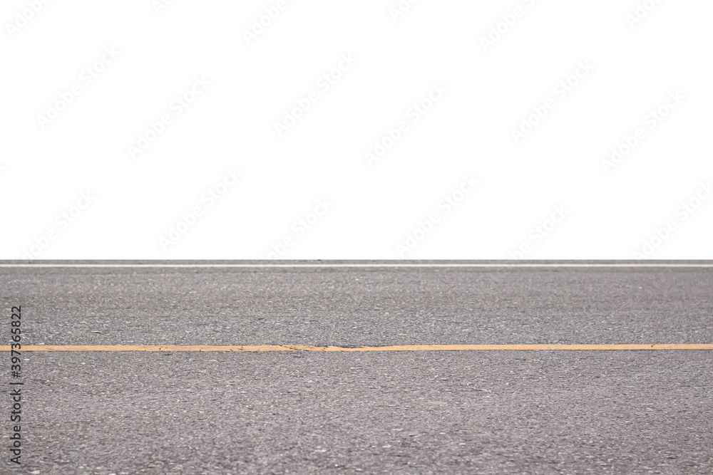 Fototapeta premium Abstract black asphalt winding Road transport going to the distance with yellow line