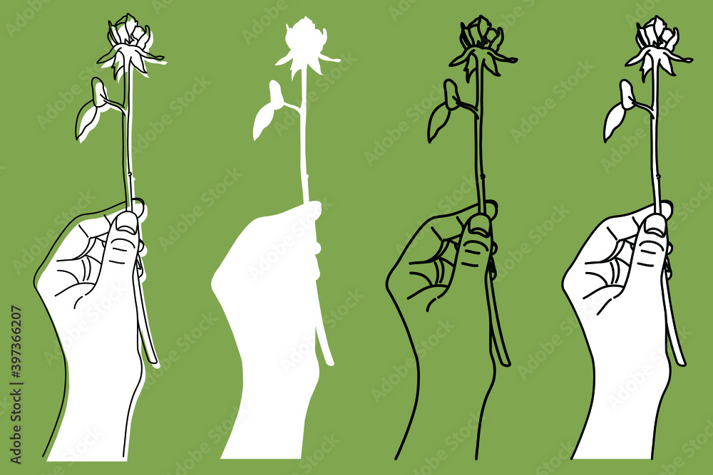 一輪の薔薇を持った手のシンプルなイラスト 3色 Stock Vector Adobe Stock 一輪の薔薇を持った手のシンプルなイラスト 3色 Stock Vector Adobe Stock