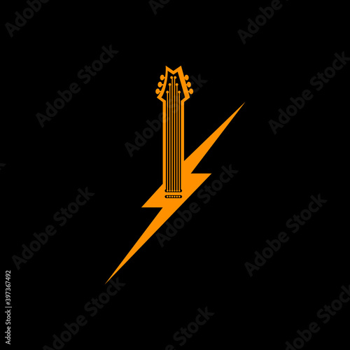 Guitar Thunder Flash Musical Icon Modern Logo, Illustration Vector Graphic of Thunder Guitar Logo.