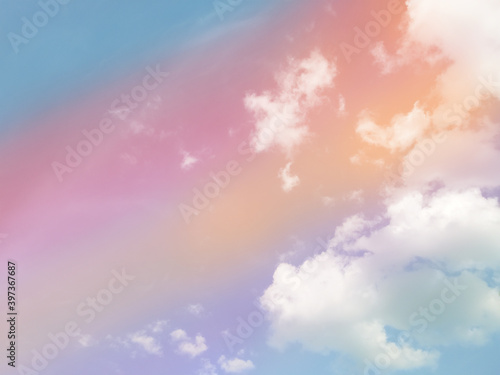 Rainbow clouds and pastel sky background, beautiful cloudy colorful © Nilin