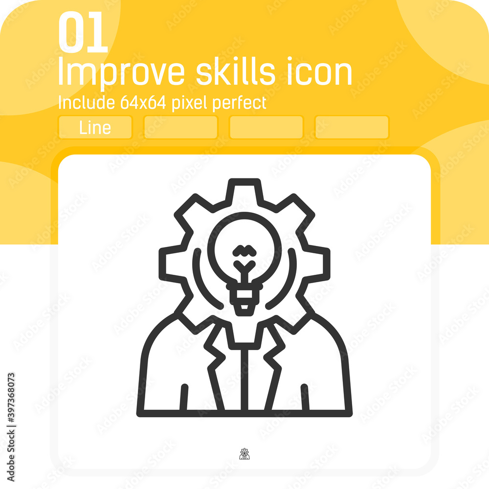 improve skills premium icon with outline style isolated on white background. Vector illustration improvement concept design template for website, apps, logo, UI, UX, project and work. Editable stroke improve skills premium icon with outline style isolated on white background. Vector illustration improvement concept design template for website, apps, logo, UI, UX, project and work. Editable stroke