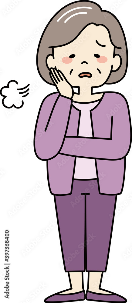 ため息をつくおばあさん(全身) ため息をつくおばあさん(全身)
