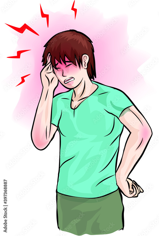 man pain the head was head ache illustrate man pain the head was head ache illustrate