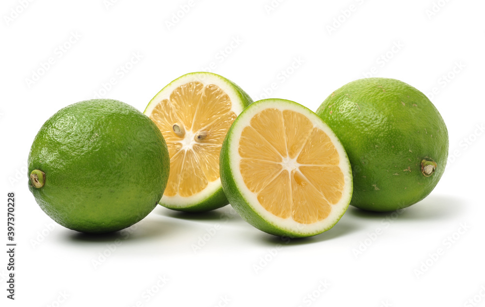 Fresh lemon on white background