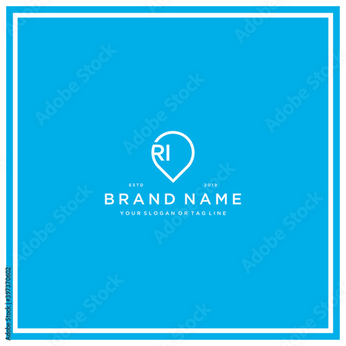 letter RI pin logo design vector