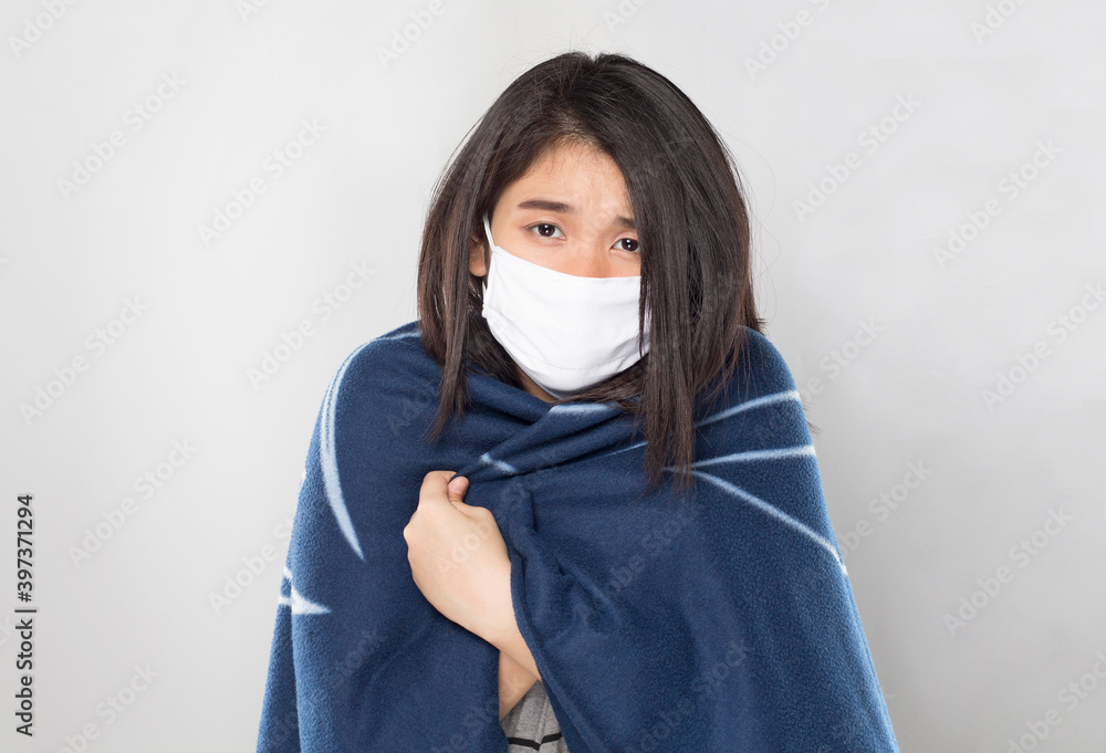 young asian woman feel fever and sick young asian woman feel fever and sick