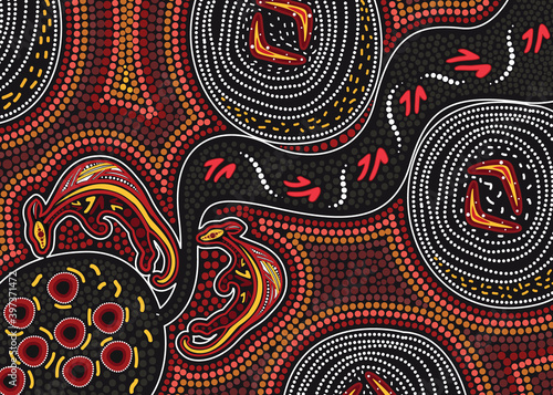 Aboriginal dot art kangaroo background
