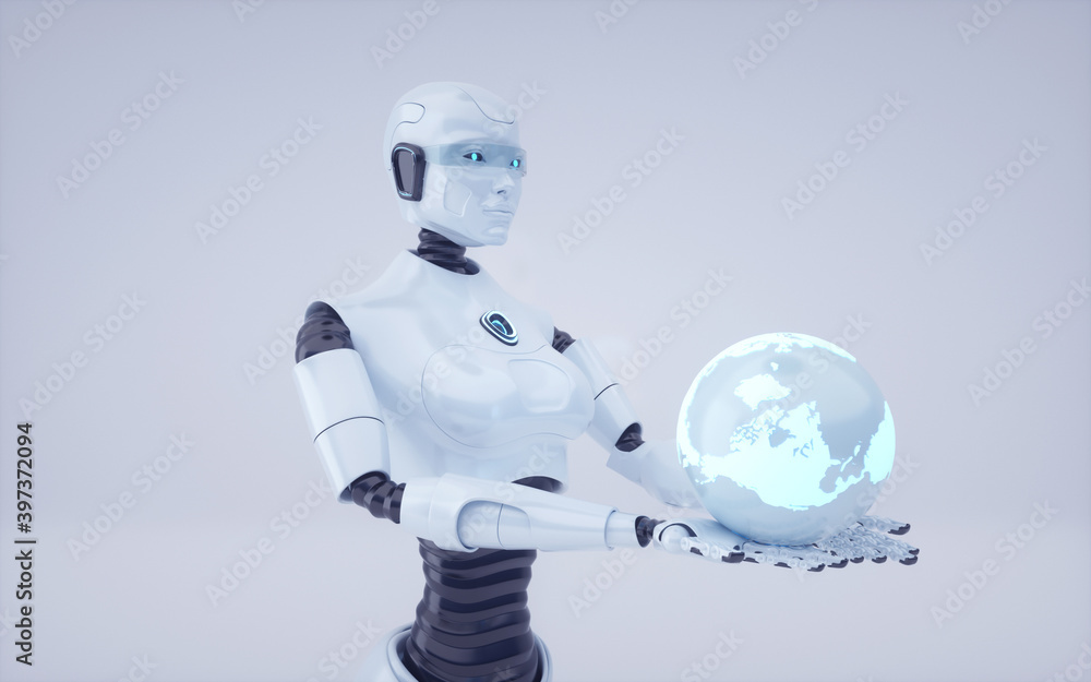 3d rendering Future artificial intelligence robot and cyborg