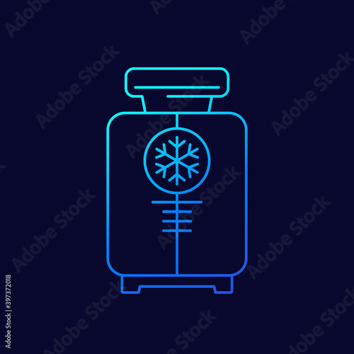 cryotherapy line icon with cryosauna, vector