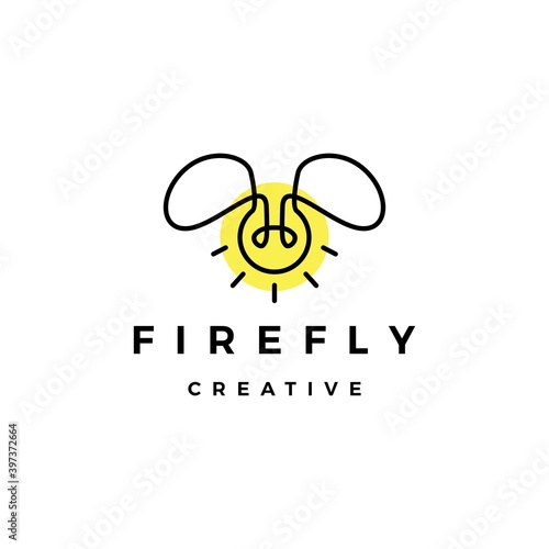 firefly bulb lamp creative logo vector icon illustration