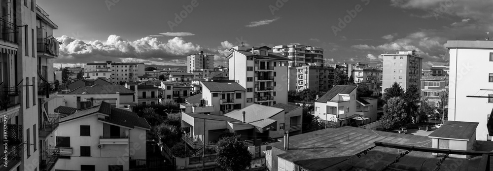 city skyline with clouds in bad weather of Aversa city skyline with clouds in bad weather of Aversa