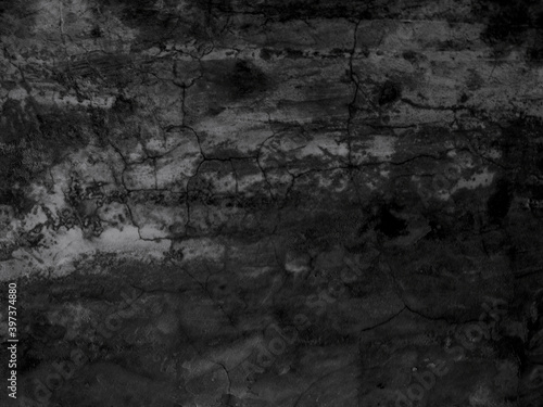 black and gray cement wall, dark grunge concrete background, Closeup interior old texture
