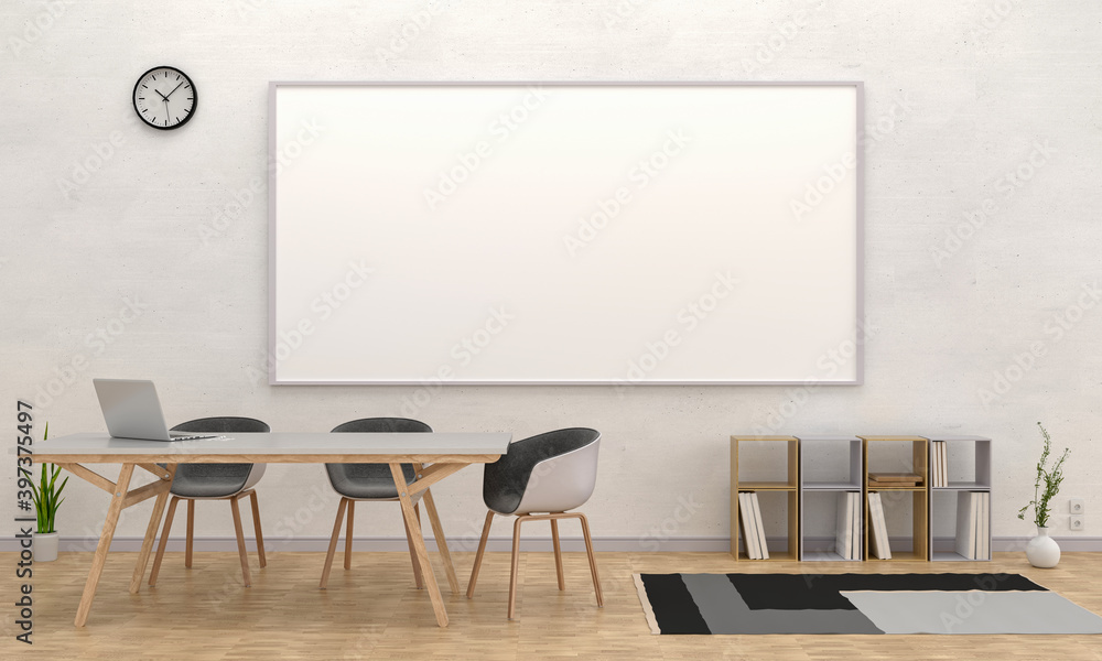 meeting room and whiteboard for mockup 3d rendering meeting room and whiteboard for mockup 3d rendering