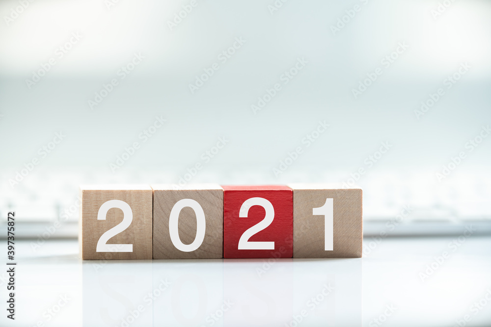 2021 Numbers on Wood Blocks New Year Concept 2021 Numbers on Wood Blocks New Year Concept