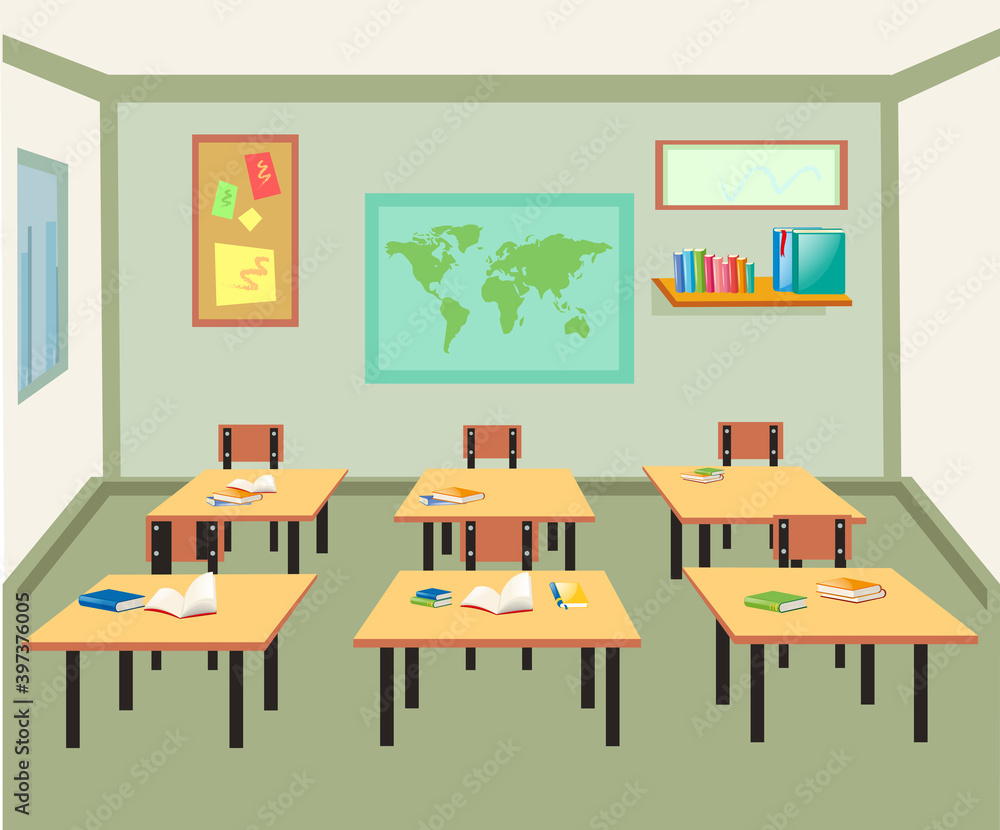 Empty school class background free vector Empty school class background free vector