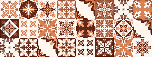 Patchwork seamless pattern. tiles azulejos. Vector.
