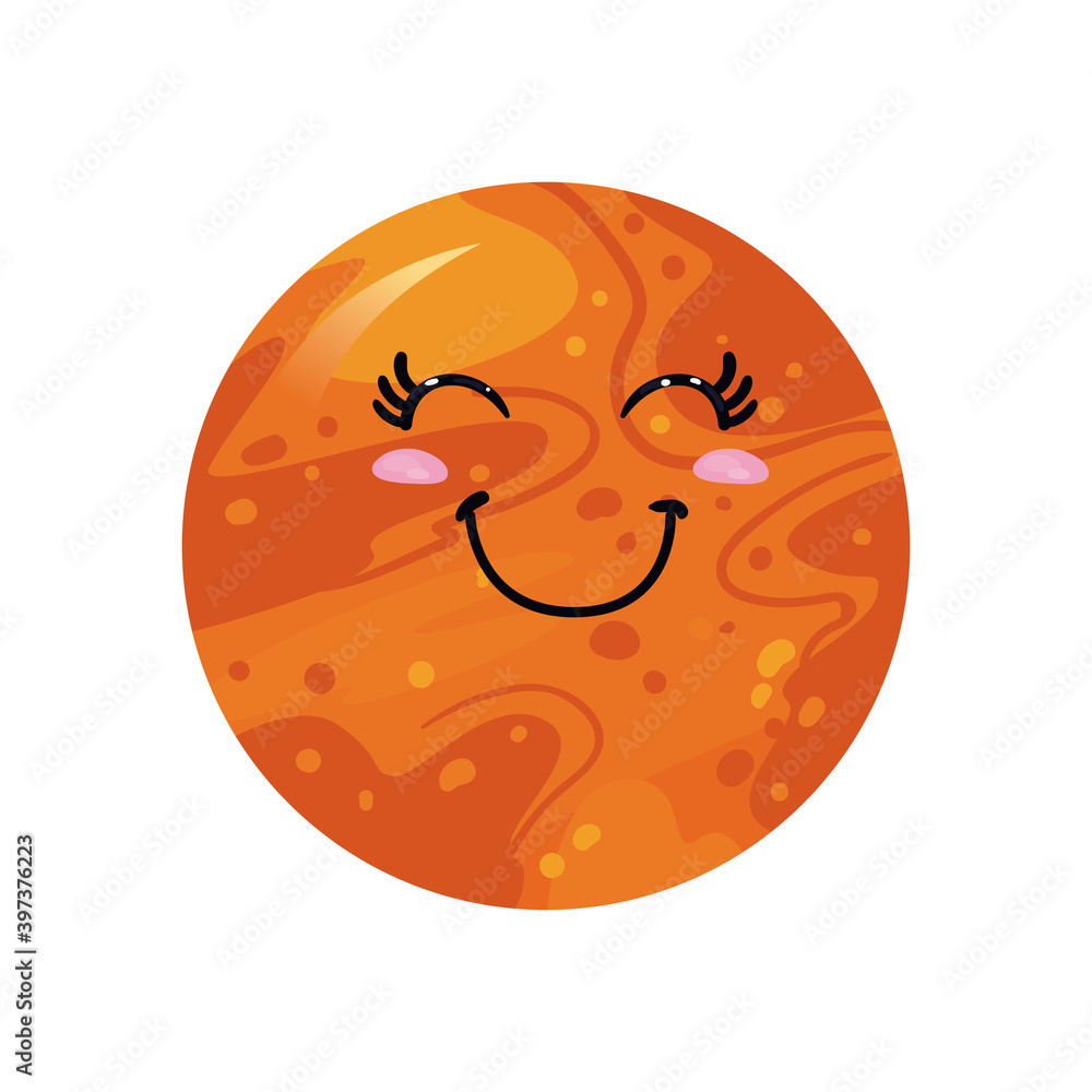 orange and blush kawaii planet vector design