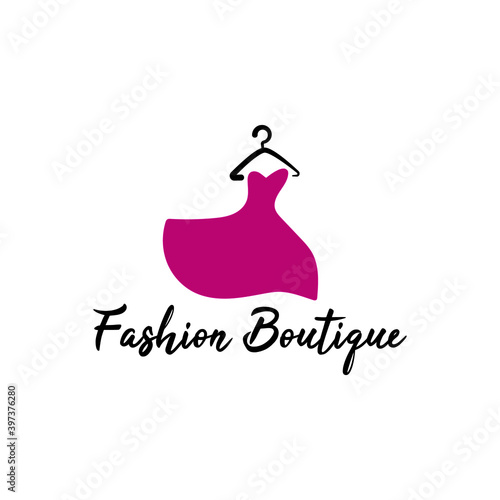Wardrobe hanger logo, Fashion, dry cleaning, clothing store vector icon. Logo for Atelier, wedding boutique, women's clothing store. Vector template of the brand for the fashion designer. 