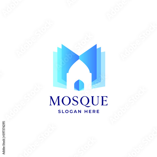 Mosque with book symbol Logo Template Design Vector, Emblem, Concept Design, Creative Symbol, Icon