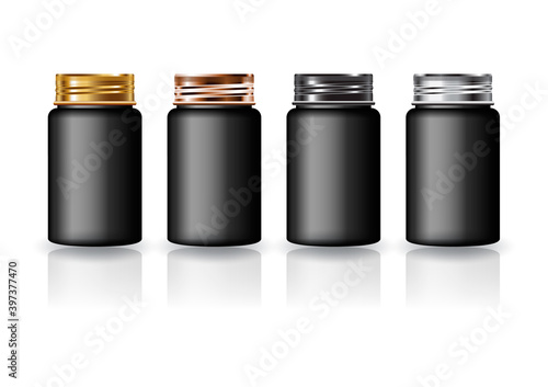 Black round supplements, medicine bottle 4 colors screw lid for beauty or healthy product.