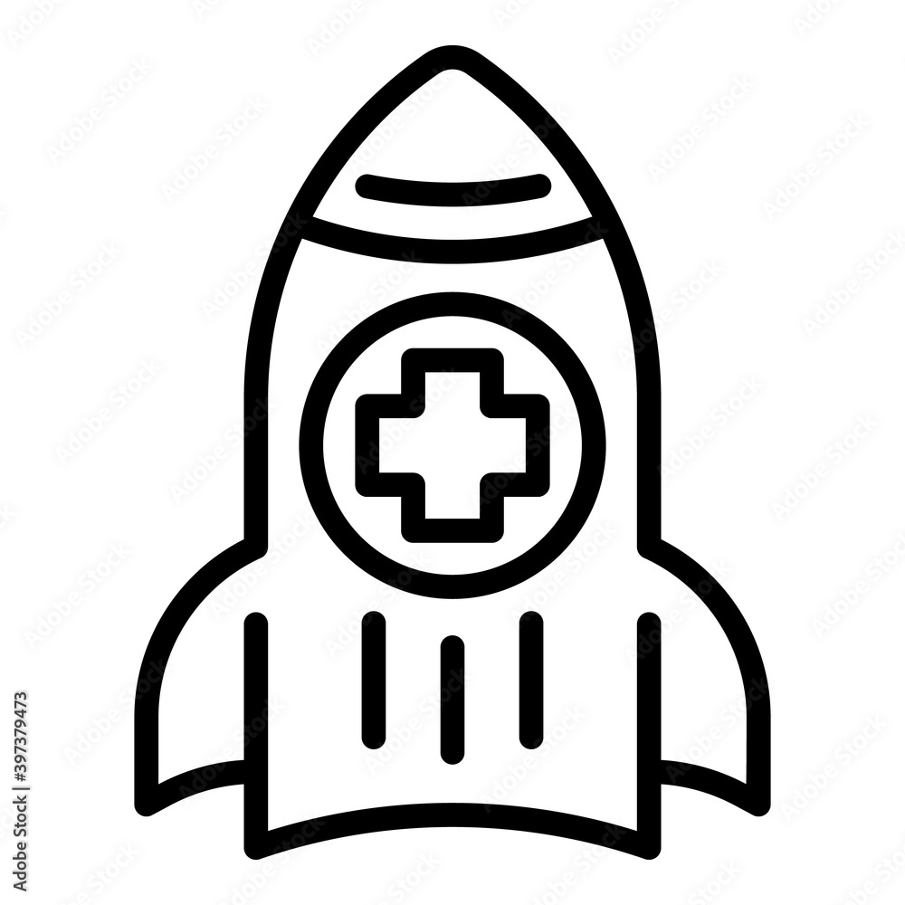 Rocket medicine icon. Outline rocket medicine vector icon for web design isolated on white background Rocket medicine icon. Outline rocket medicine vector icon for web design isolated on white background