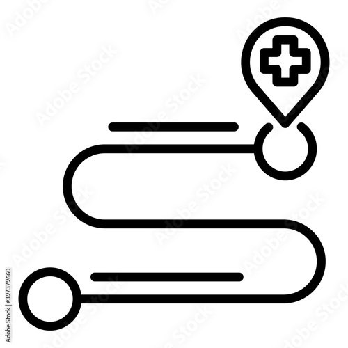 Pharmacy location icon. Outline pharmacy location vector icon for web design isolated on white background