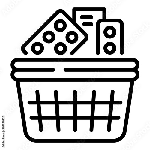 Basket drugs icon. Outline basket drugs vector icon for web design isolated on white background
