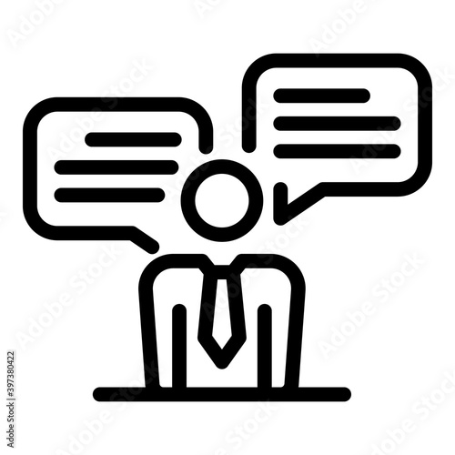 Job interview icon. Outline job interview vector icon for web design isolated on white background