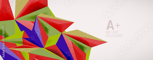 Vector triangle geometric backgrounds. Low poly 3d shape on light backdrop. Vector illustration for covers  banners  flyers and posters and other designs