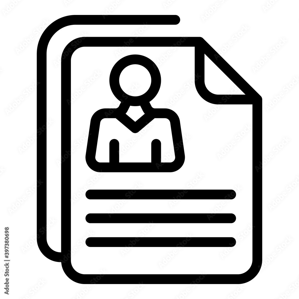 Applicant cv icon. Outline applicant cv vector icon for web design isolated on white background Applicant cv icon. Outline applicant cv vector icon for web design isolated on white background