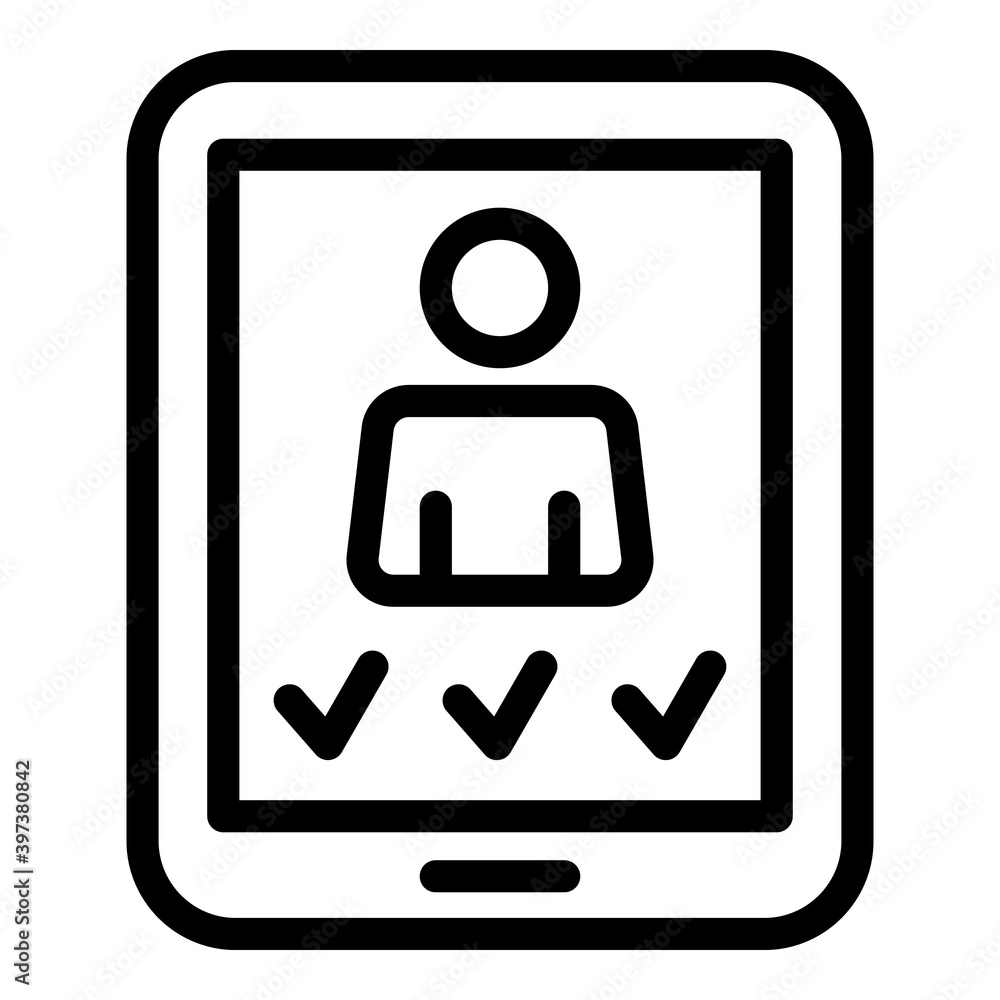 Online job interview icon. Outline online job interview vector icon for web design isolated on white background Online job interview icon. Outline online job interview vector icon for web design isolated on white background