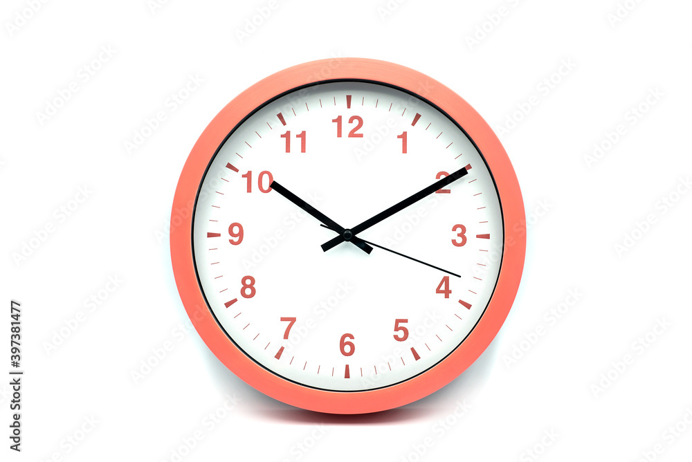 Closeup of modern analog clock on white background Closeup of modern analog clock on white background